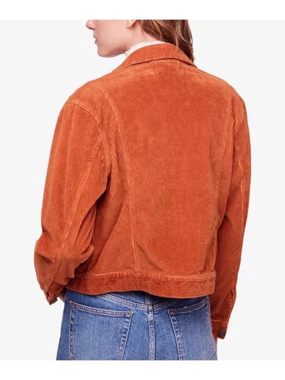Free People Nelson Corduroy Trucker Jacket, rust orange/terracotta, size M - Picture 5 of 13
